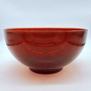 LARGE Vintage RUBY RED GLASS ROUND BOWL 10"